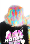 Festival faux fur bucket hat fluffy neon hat Gay rainbow cap