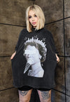 Queen t-shirt premium vintage wash punk grunge tee in grey