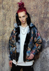 Tie-dye fleece hooded jacket reversible fluffy animal coat