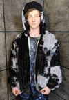 Tie-dye fleece jacket detachable gradient jacket in grey