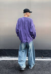 Oil wash cable sweater ripped jumper dirty wash top purple