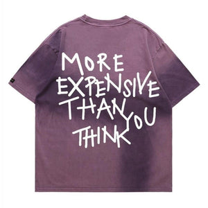 Money slogan t-shirt broken grunge tee in tie-dye red