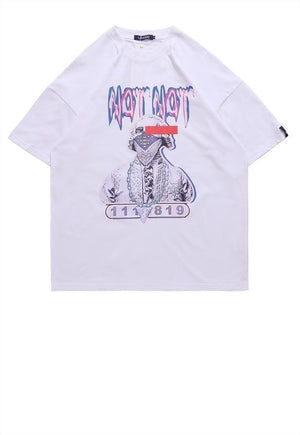 Money print t-shirt American dollar tee balaclava top White