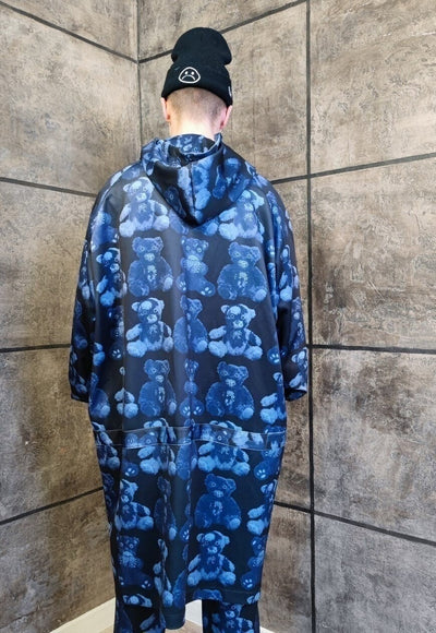 Teddy bear jacket handmade animal chain windbreaker in blue