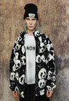 Panda fleece jacket animal print fluffy retro bomber black