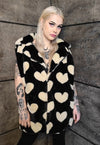 Heart fleece coat handmade 2in1 hood emoji trench jacket