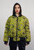 Animal print varsity jacket green striped reversible bomber