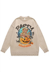 Halloween sweater pumpkin knit distressed jumper in grey