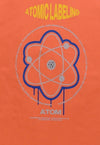 Atom print t-shirt science geek tee retro raver top orange