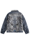 Chain print denim jacket bling jean bomber grunge coat