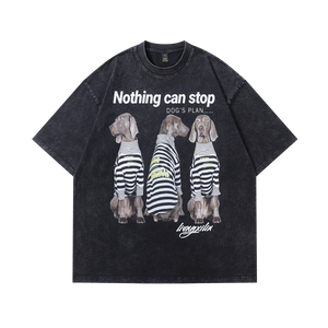 Prisoner t-shirt dog print tee retro cartoon top in vintage grey