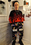 Box fit flame knitted sweatshirt red fire knitwear jumper