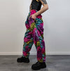 Leopard faux fur joggers winter raver pants fluffy animal print trousers skiing fleece overalls festival bottoms burning man pants pink blue