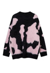 Cow print cardigan fluffy abstract jumper fuzzy knitted top