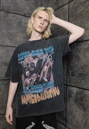 Premium Horror movie t-shirt vintage wash killer tee black
