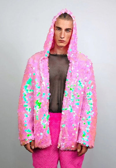 Purple haze sequin jacket hooded mermaid Eras bomber