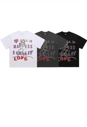 Love slogan t-shirt grunge graffiti tee retro scribble top