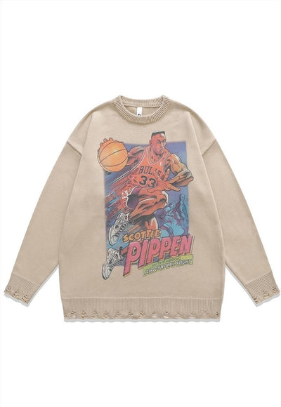 Scottie Pippen sweater knitted distressed basketball jumper