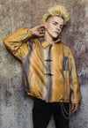 Abstract jacket utility buckle bomber retro coat in orange