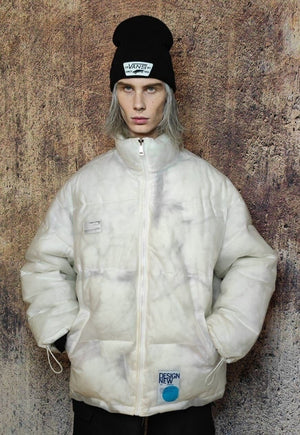 Transparent bomber see through cotton padded jacket in white