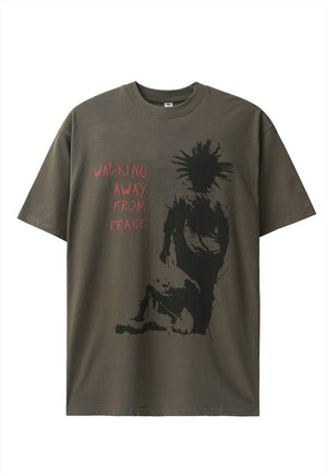 Punk t-shirt spiky hair print tee retro grunge top in black