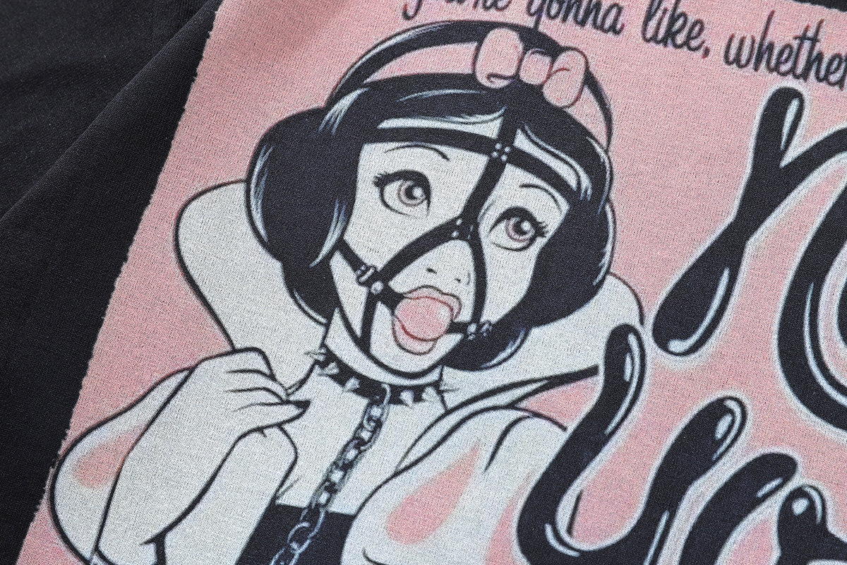 Bondage t-shirt princess print tee retro s&m top in Cream