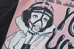 Bondage t-shirt princess print tee retro s&m top in Cream