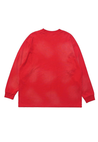 Y2K print top grunge long sleeve tee retro gadget top in red