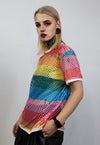 Rainbow mesh top Gay pride sheer t-shirt see-through tee