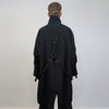 Utility buckle coat grunge bondage jacket strap attachment mac Gothic trench jacket catwalk bomber lapel smart overcoat in black