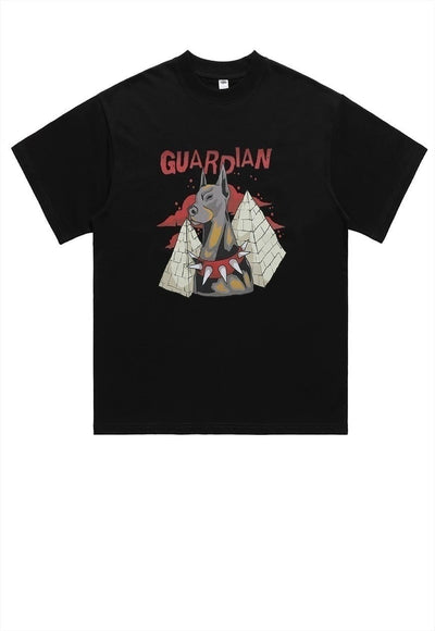 Doberman t-shirt retro pyramid tee grunge dog top in white