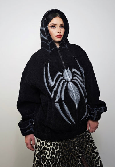 Spiderweb bomber Gothic fleece jacket grunge punk puffer