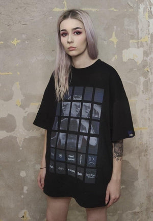 Sculpture print t-shirt retro VCR top grunge punk tee black