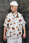 Teddy bear t-shirt handmade animal print rave top in cream