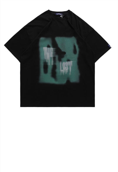 Lost slogan t-shirt shadow print tee graffiti top in white