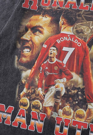 Football t-shirt Man UTD tee retro sports top in acid grey