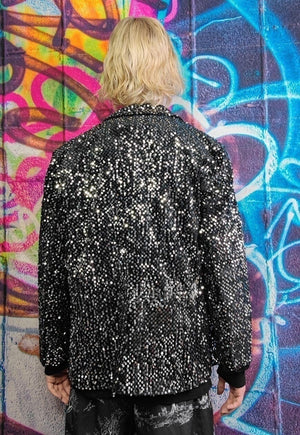 Sparkly sequin blazer luminous shiny high fashion jacket