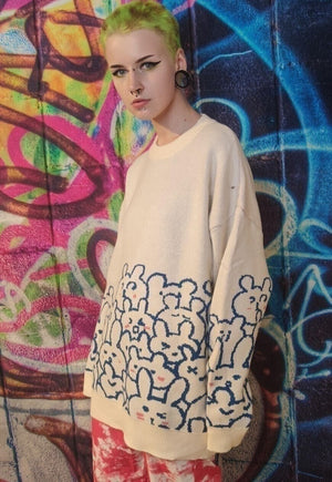 Bunny sweater rabbit top cable knit animal jumper cream