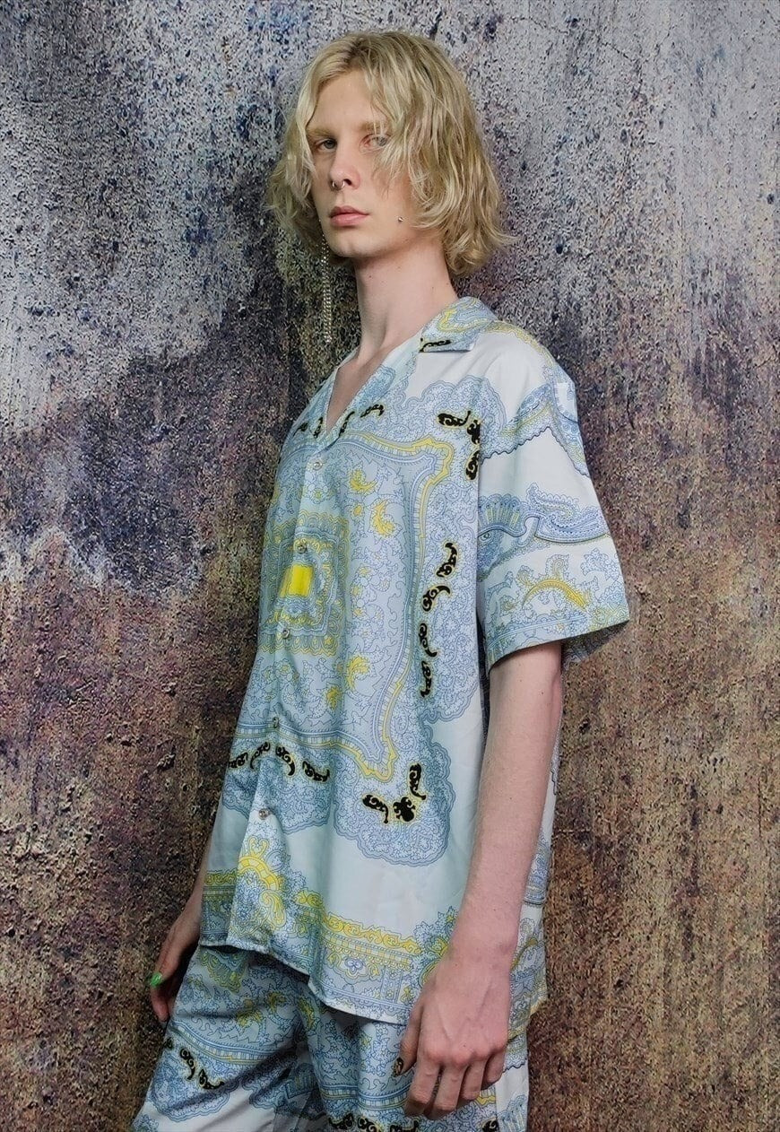 Baroque sports set paisley pattern shirt & shorts combo