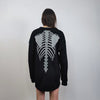 Rib bones t-shirt reflective skeleton sweatshirt thin gothic top luminous skull jumper shiny rave sweater punk pullover rocker tee in black