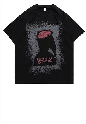 Monster print t-shirt brain tee grunge skater top in white