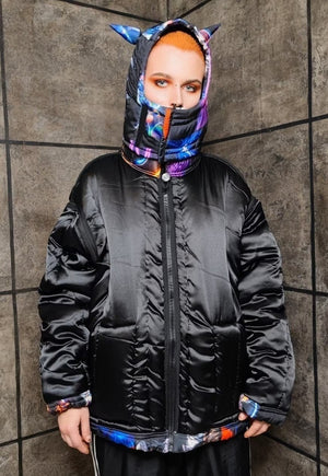 Raver bomber cyber jacket handmade detachable grunge puffer