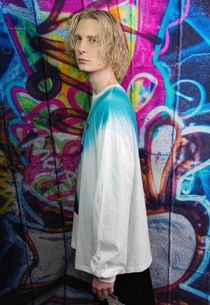 Angel print jumper gradient top tie-dye sweatshirt in white