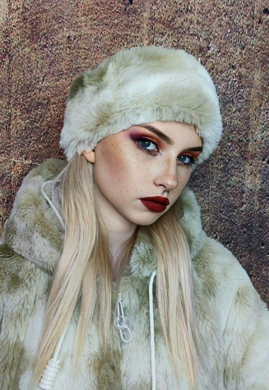 Fleece headband luxury fluffy head cover in tie-dye cream