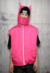 Devil horn bomber jacket handmade reversible puffer in pink