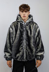 Oil wash faux fur bomber detachable premium fleece jacket