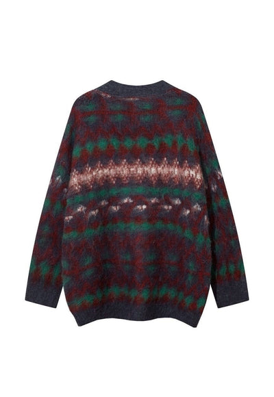 Geometric sweater ethnic pattern knitted jumper grunge top