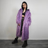 Shaggy purple haze coat hooded lilac jacket Eras tour inspired overcoat long hair fluffy trench neon Lavender bomber raver fleece in violet