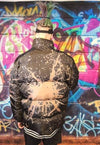 Teddy bear print bomber Kanye puffer jacket graffiti brown