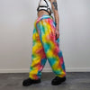 Rainbow faux fur joggers raver pants fluffy psychedelic trousers ski fleece unicorn overalls festival bottoms burning man pants in orange